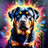 Expressive Rottweiler Art Print with Shield-like Patterns