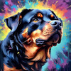 Expressive Rottweiler Art Print with Shield-like Patterns