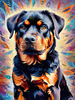 Expressive Rottweiler Art Print with Shield-like Patterns