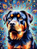 Expressive Rottweiler Art Print with Shield-like Patterns