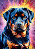 Expressive Rottweiler Art Print with Shield-like Patterns