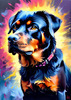 Expressive Rottweiler Art Print with Shield-like Patterns