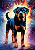 Expressive Rottweiler Art Print with Shield-like Patterns
