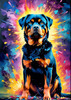 Expressive Rottweiler Art Print with Shield-like Patterns