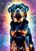Expressive Rottweiler Art Print with Shield-like Patterns