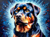 Expressive Rottweiler Art Print with Shield-like Patterns