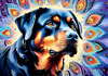 Expressive Rottweiler Art Print with Shield-like Patterns