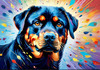 Expressive Rottweiler Art Print with Shield-like Patterns