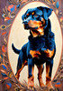 Expressive Rottweiler Art Print with Shield-like Patterns