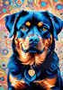 Expressive Rottweiler Art Print with Shield-like Patterns