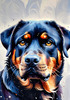 Expressive Rottweiler Art Print with Shield-like Patterns