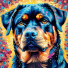 Expressive Rottweiler Art Print with Shield-like Patterns