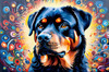 Expressive Rottweiler Art Print with Shield-like Patterns