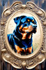 Expressive Rottweiler Art Print with Shield-like Patterns