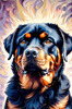 Expressive Rottweiler Art Print with Shield-like Patterns