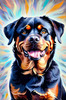 Expressive Rottweiler Art Print with Shield-like Patterns