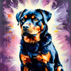 Expressive Rottweiler Art Print with Shield-like Patterns