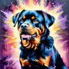 Expressive Rottweiler Art Print with Shield-like Patterns