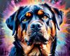 Expressive Rottweiler Art Print with Shield-like Patterns