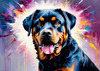 Expressive Rottweiler Art Print with Shield-like Patterns
