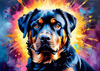 Expressive Rottweiler Art Print with Shield-like Patterns