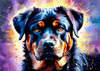 Expressive Rottweiler Art Print with Shield-like Patterns