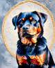 Expressive Rottweiler Art Print with Shield-like Patterns