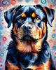 Expressive Rottweiler Art Print with Shield-like Patterns