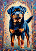 Expressive Rottweiler Art Print with Shield-like Patterns