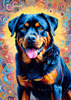 Expressive Rottweiler Art Print with Shield-like Patterns
