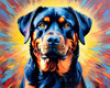 Expressive Rottweiler Art Print with Shield-like Patterns