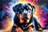 Expressive Rottweiler Art Print with Shield-like Patterns