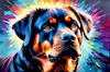 Expressive Rottweiler Art Print with Shield-like Patterns
