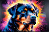 Expressive Rottweiler Art Print with Shield-like Patterns