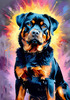 Expressive Rottweiler Art Print with Shield-like Patterns