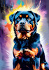 Expressive Rottweiler Art Print with Shield-like Patterns