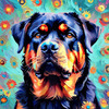 Expressive Rottweiler Art Print with Shield-like Patterns