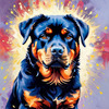 Expressive Rottweiler Art Print with Shield-like Patterns