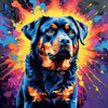 Expressive Rottweiler Art Print with Shield-like Patterns