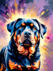 Expressive Rottweiler Art Print with Shield-like Patterns