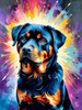 Expressive Rottweiler Art Print with Shield-like Patterns