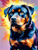 Expressive Rottweiler Art Print with Shield-like Patterns