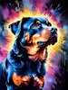 Expressive Rottweiler Art Print with Shield-like Patterns