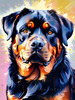 Expressive Rottweiler Art Print with Shield-like Patterns