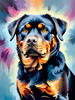 Expressive Rottweiler Art Print with Shield-like Patterns