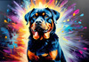 Expressive Rottweiler Art Print with Shield-like Patterns