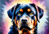 Expressive Rottweiler Art Print with Shield-like Patterns