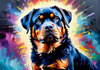 Expressive Rottweiler Art Print with Shield-like Patterns