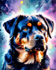 Expressive Rottweiler Art Print with Shield-like Patterns