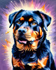Expressive Rottweiler Art Print with Shield-like Patterns